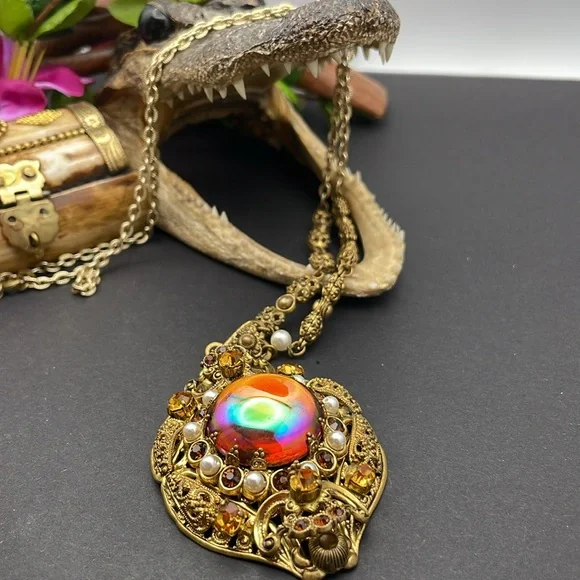 Western Germany filigree necklace vintage A18 🔥 - Picture 3 of 9